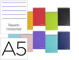 Cuaderno espiral Liderpapel Witty A5 tapa dura 80h 75g horizontal 8mm. colores surtidos